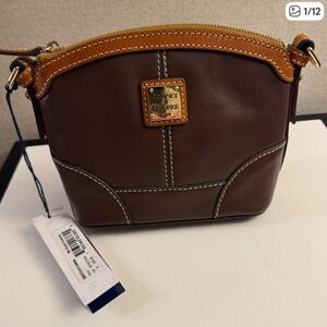 Dooney & Bourke Chocolate and Tan Leather mini dome crossbody NWT